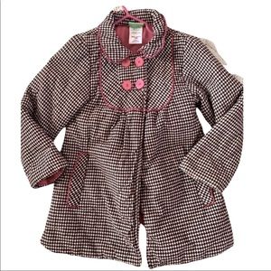 Vintage AL & RAY Girls Dress Pea Coat Houndstooth Plaid & Pink Size 5 6 Dressy